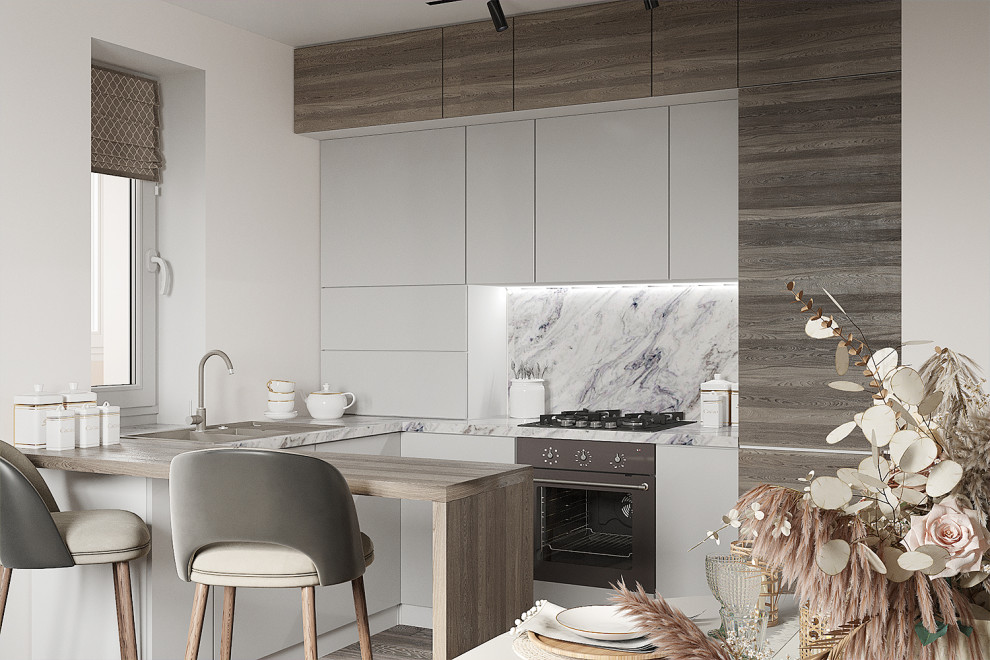 Кухня-гостиная. Вариант в теплых тонах.