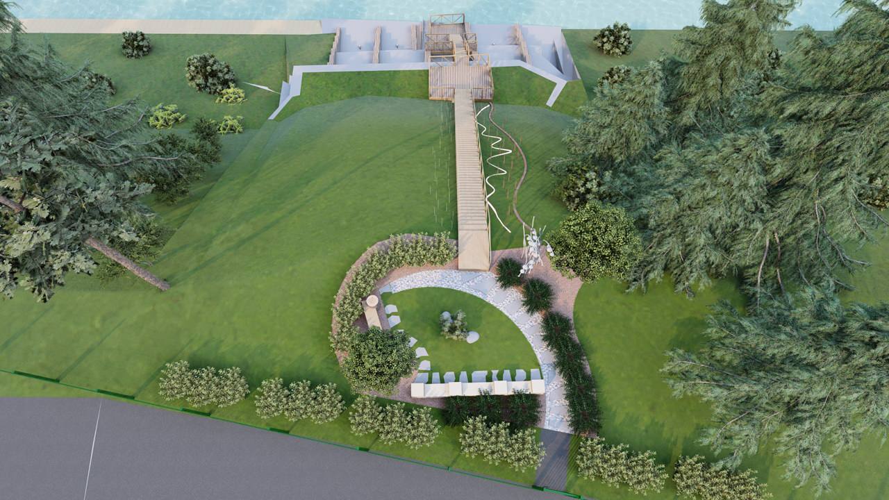 Спуск к воде возле реки