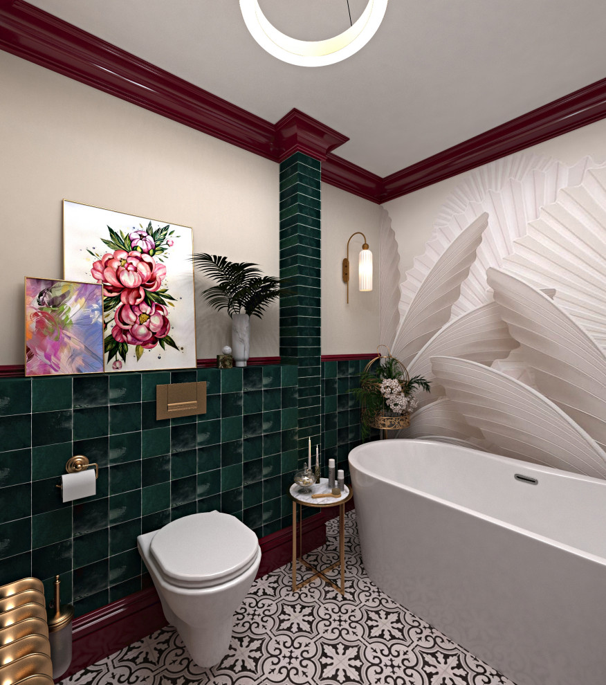 Ванная комната "Яркая классика" в частном доме