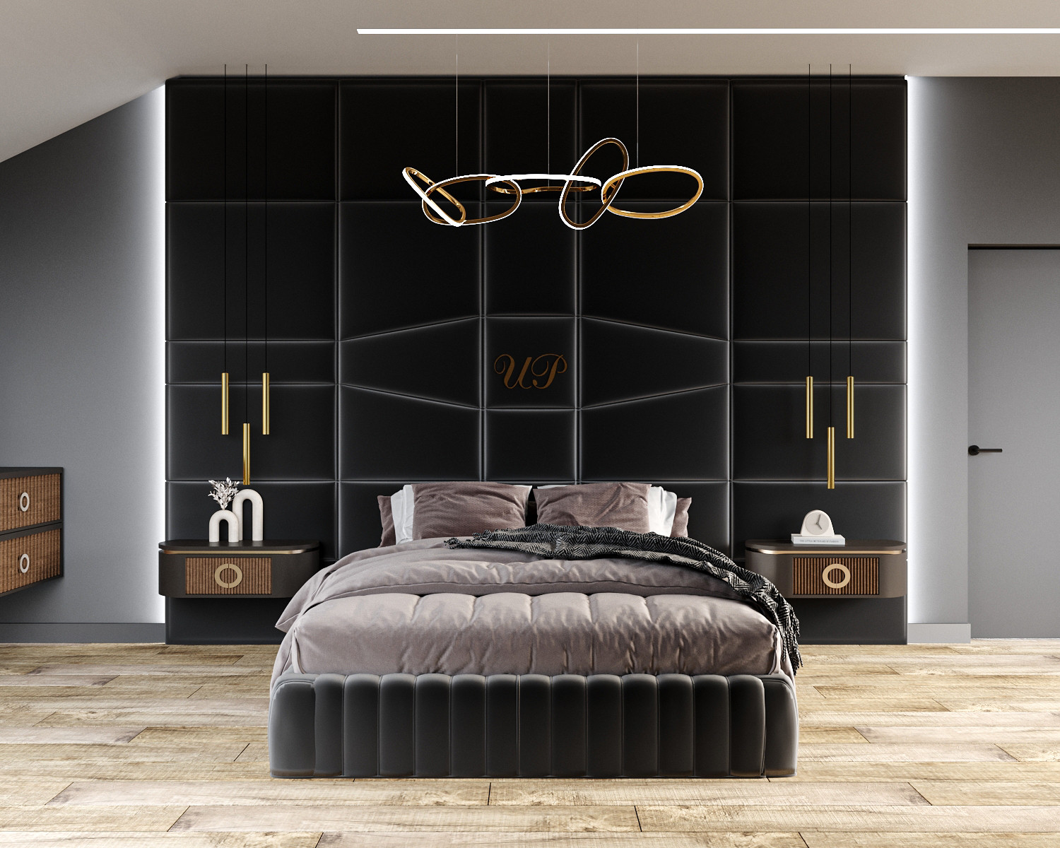 Современные оттенки серого и уютного дерева)