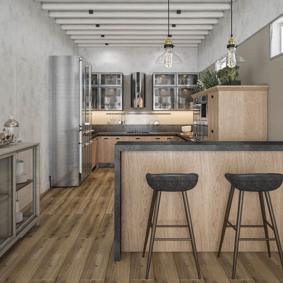 Обложка проекта: Гостиная и кухня в подземном гараже