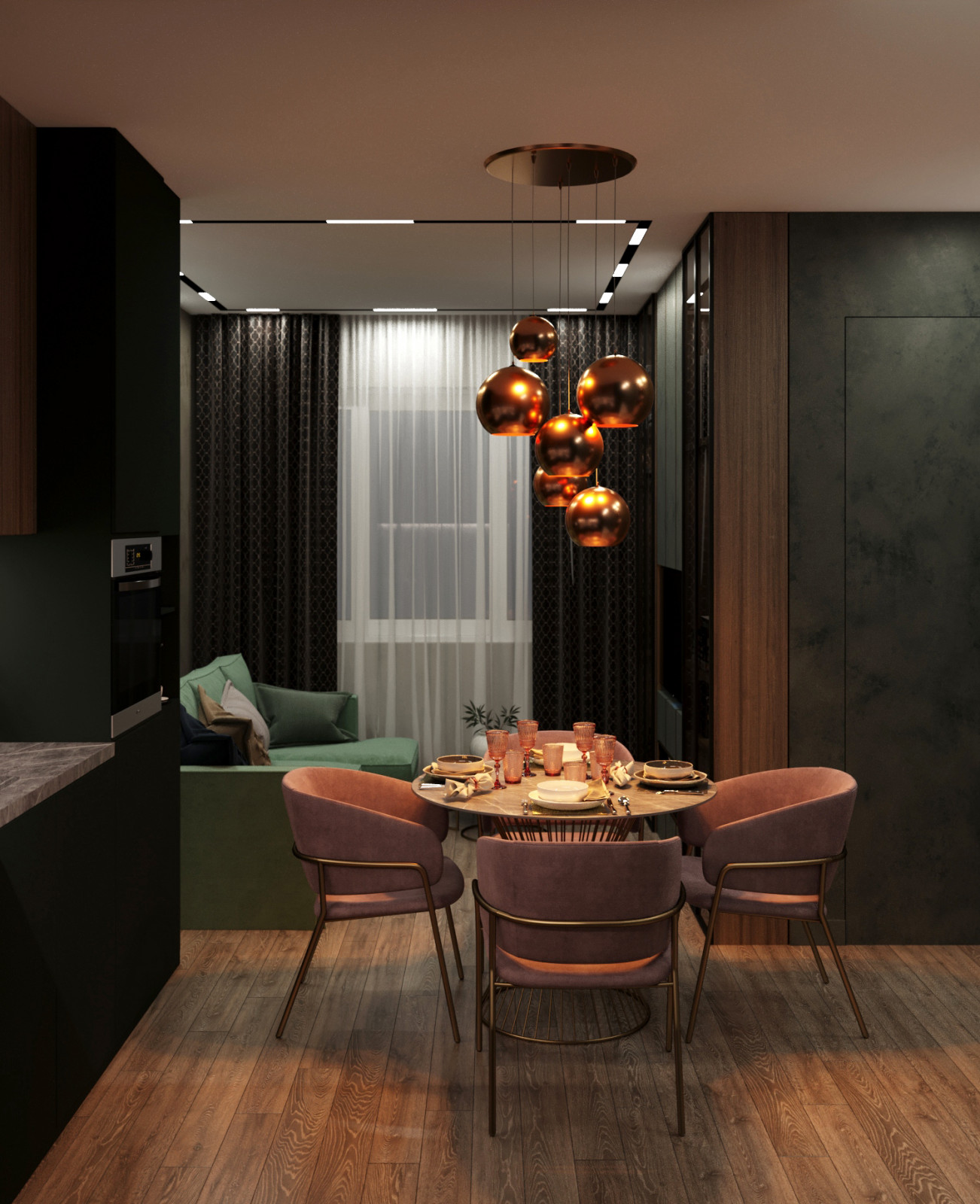 Маленькая квартира в зеленых тонах