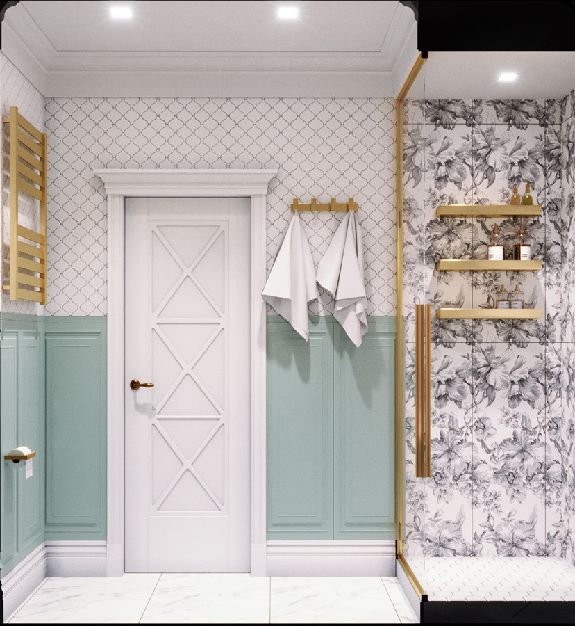 Дизайн ванной комнаты и душевой комнаты в классическом стиле. Вариации.