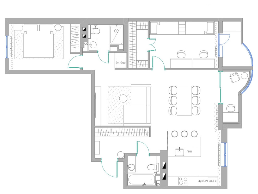Минималистичная квартира 91м2 в Москве для семьи с двумя детьми