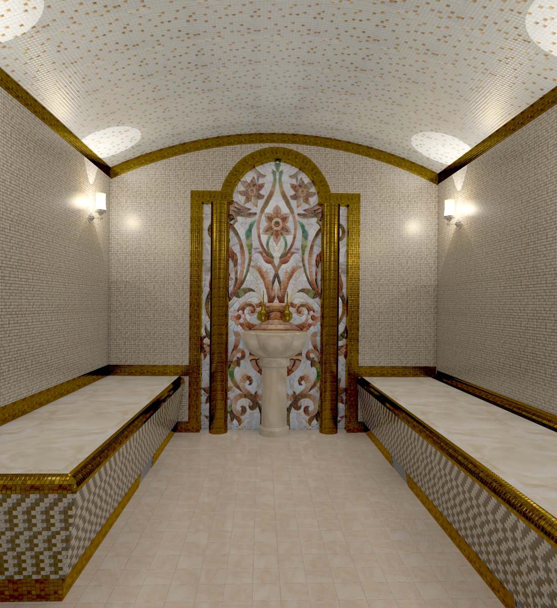 Хамам мозаичный с панно