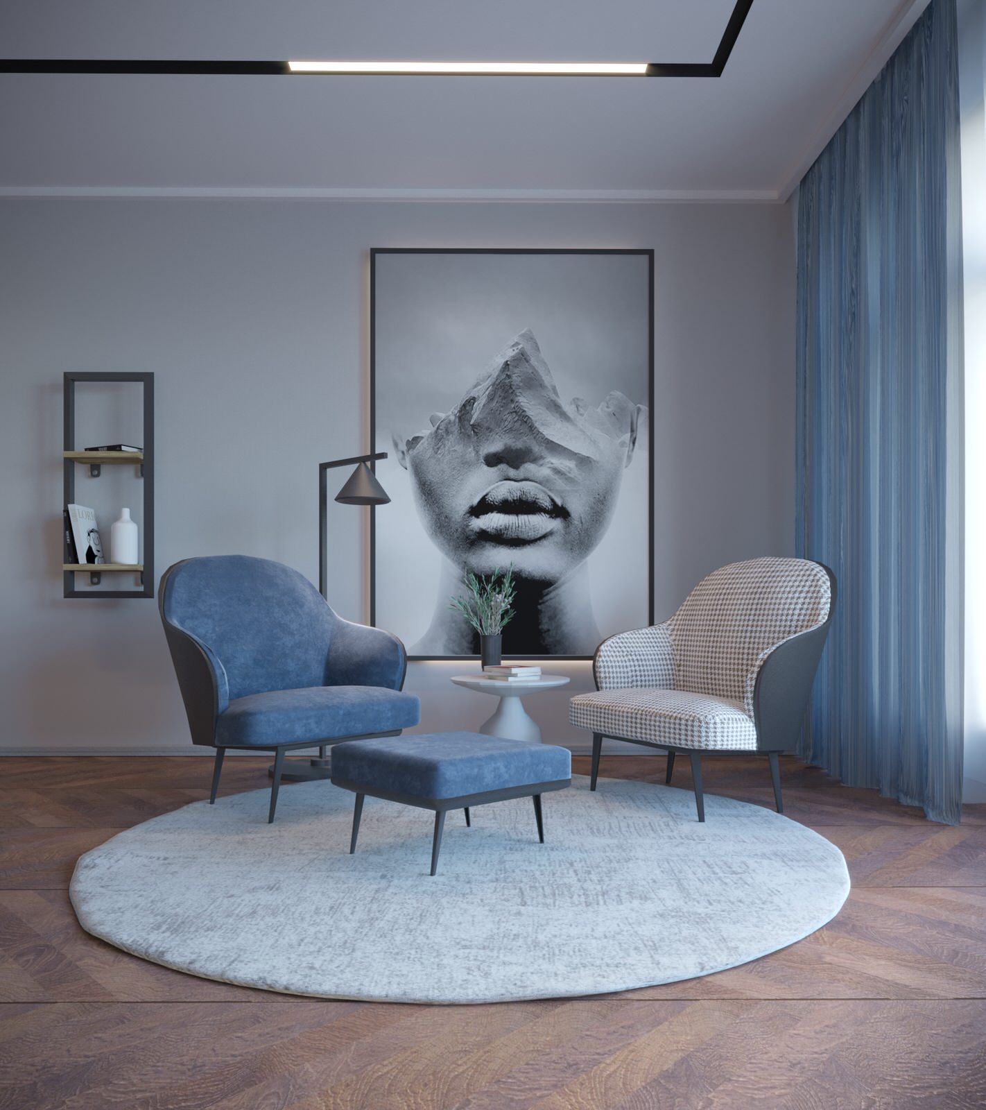 Визуализации и моделинг гостинной для квартиры в Москве