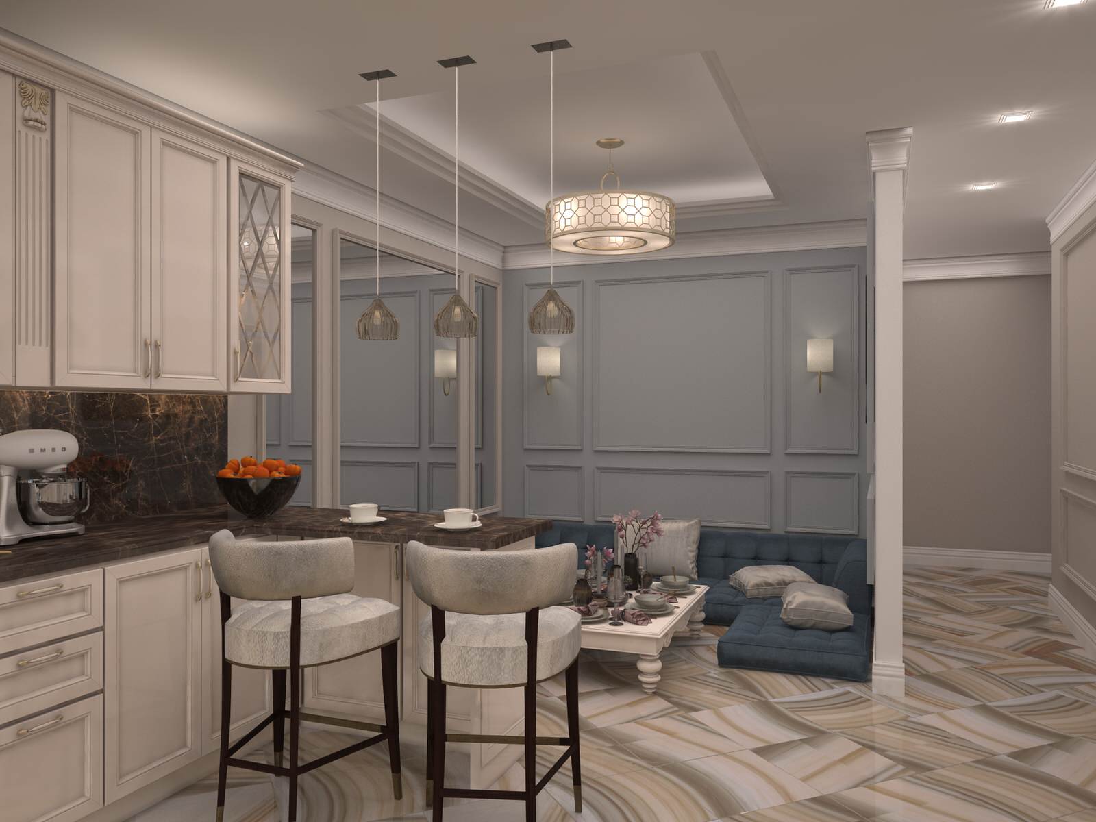 Дизайн-проект квартиры с элементами классики и востока