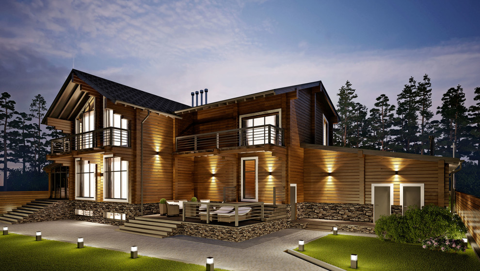 Проект дома из клееного бруса WOOD RESIDENCE 400 м^2