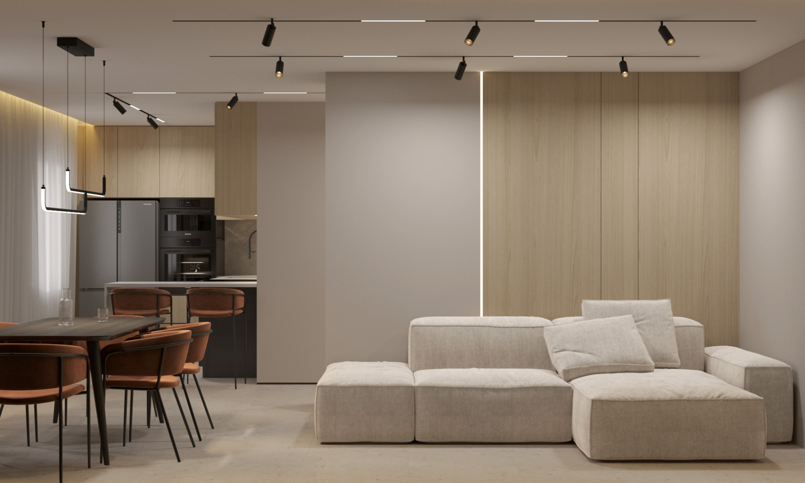 Гостиная для холостяка 70м²