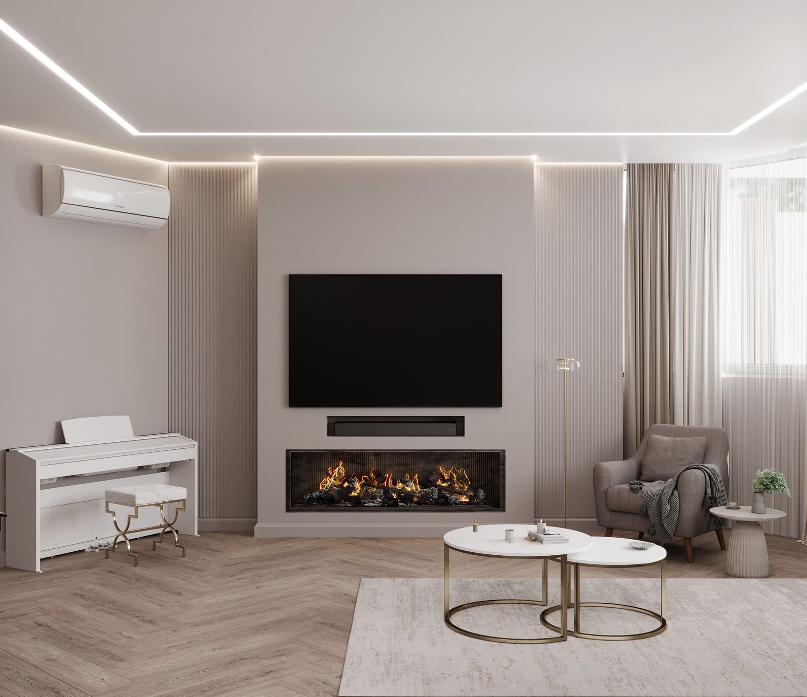 Проект кухни-гостиной ЖК Каскад