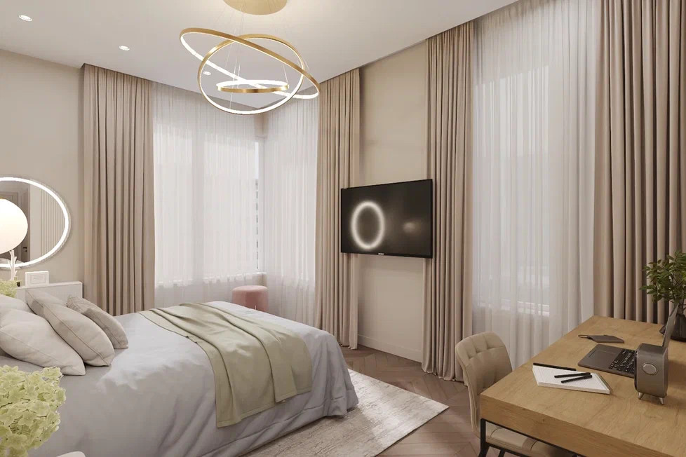 Ремонт квартиры в теплых тоннах с акцентами в нежно голубом цвете