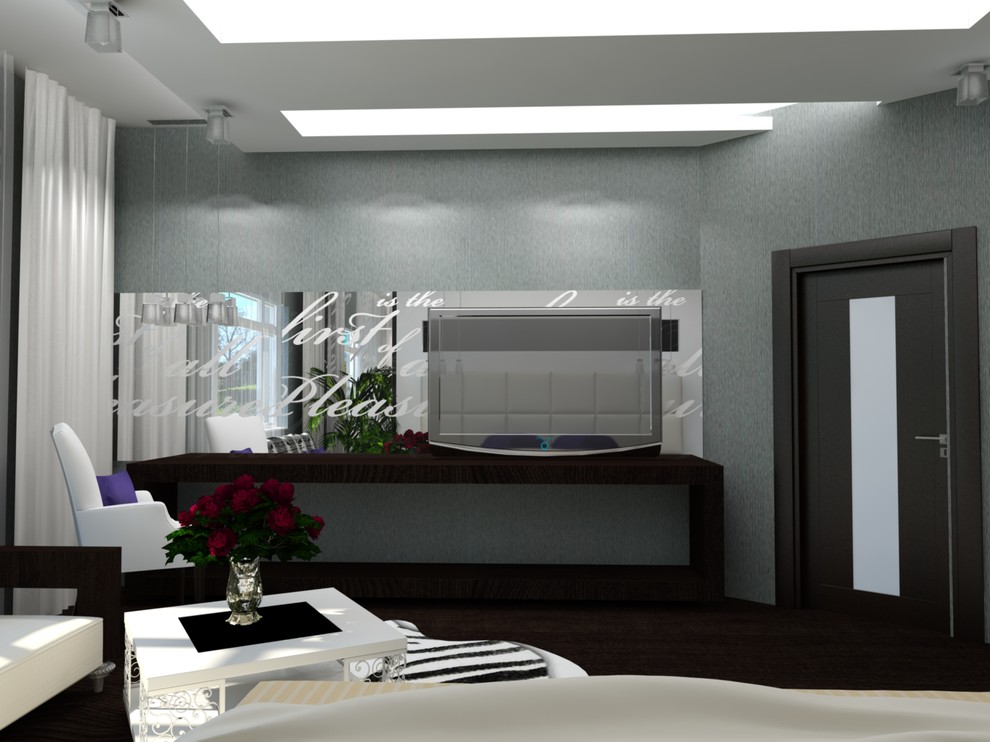 Интерьер загородного дома с красными акцентами