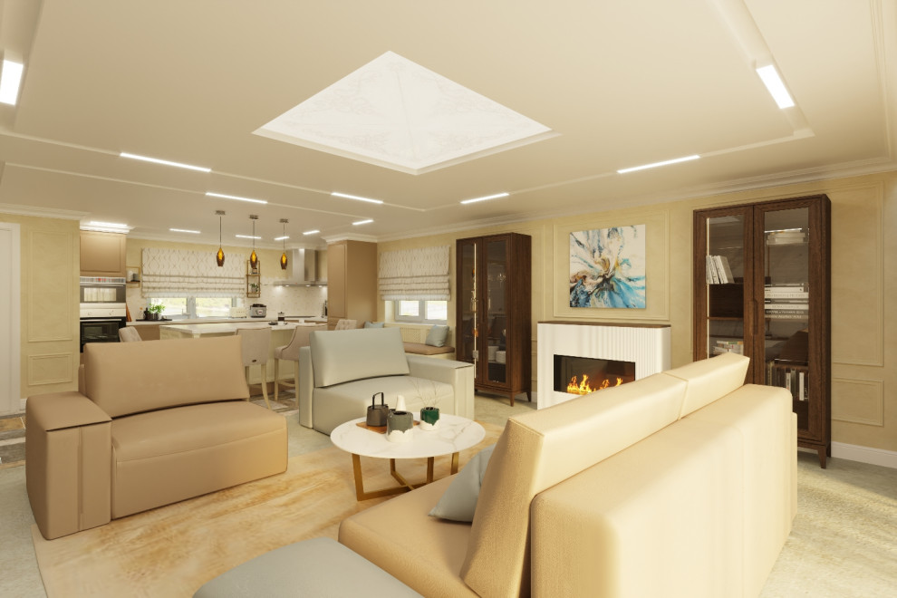 Единое пространство частного дома в стиле Ар-деко