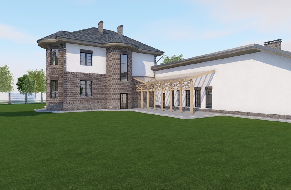 каменный дом с большим бассейном