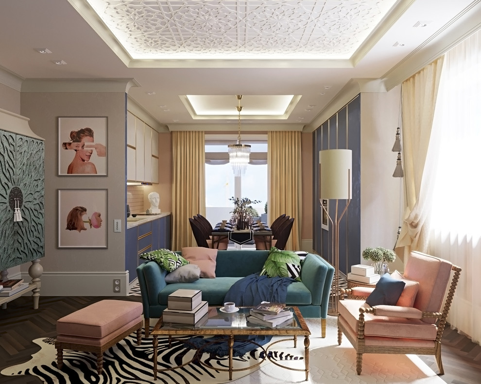 Кухня-гостиная в колониальном стиле