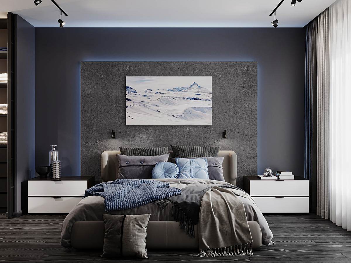 Интерьер квартиры в современном стиле, ЖК «Остров», 90 кв.м.