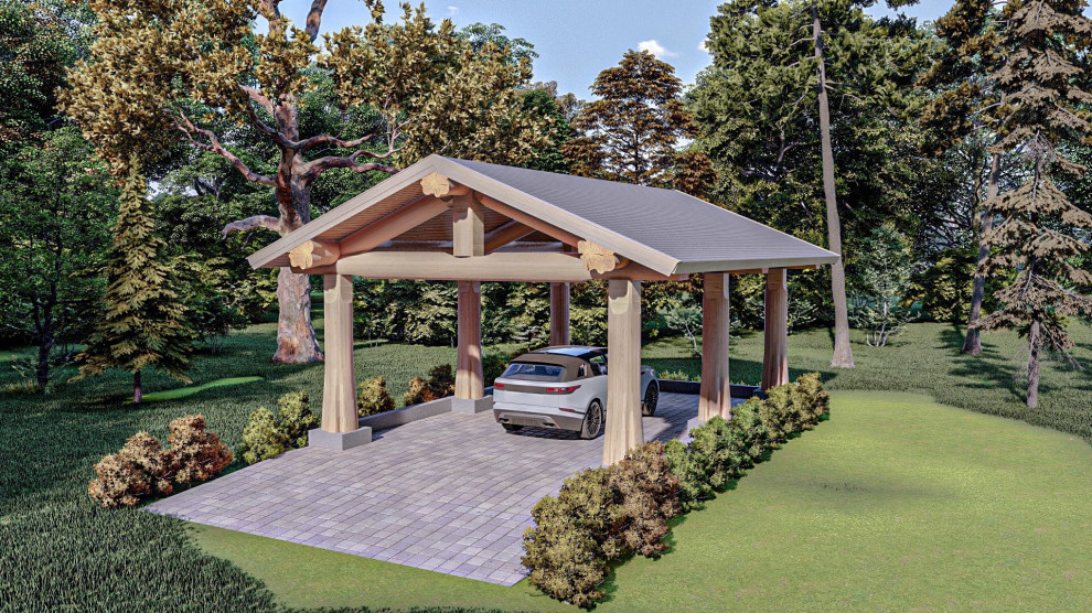 Обложка проекта: Навес для машины по технологии Post and Beam