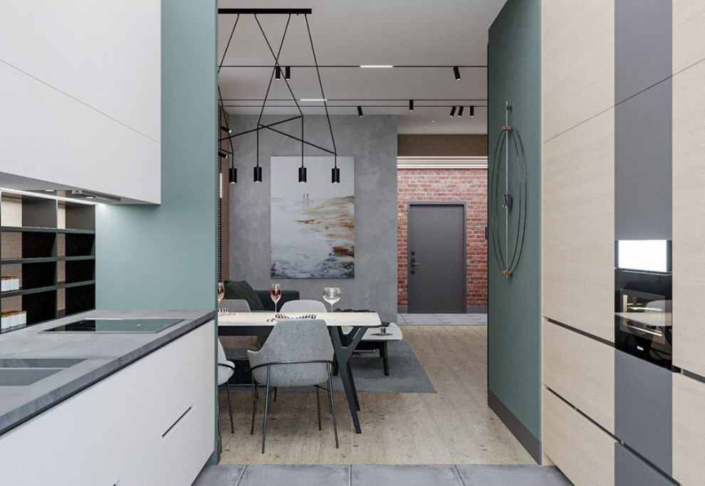 Дизайн-проект кухни в эко стиле и лофте в квартире во Владивостоке