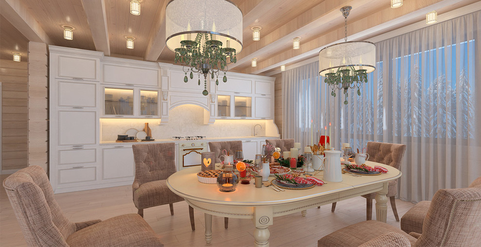 Новогодний интерьер в доме из клееного бруса