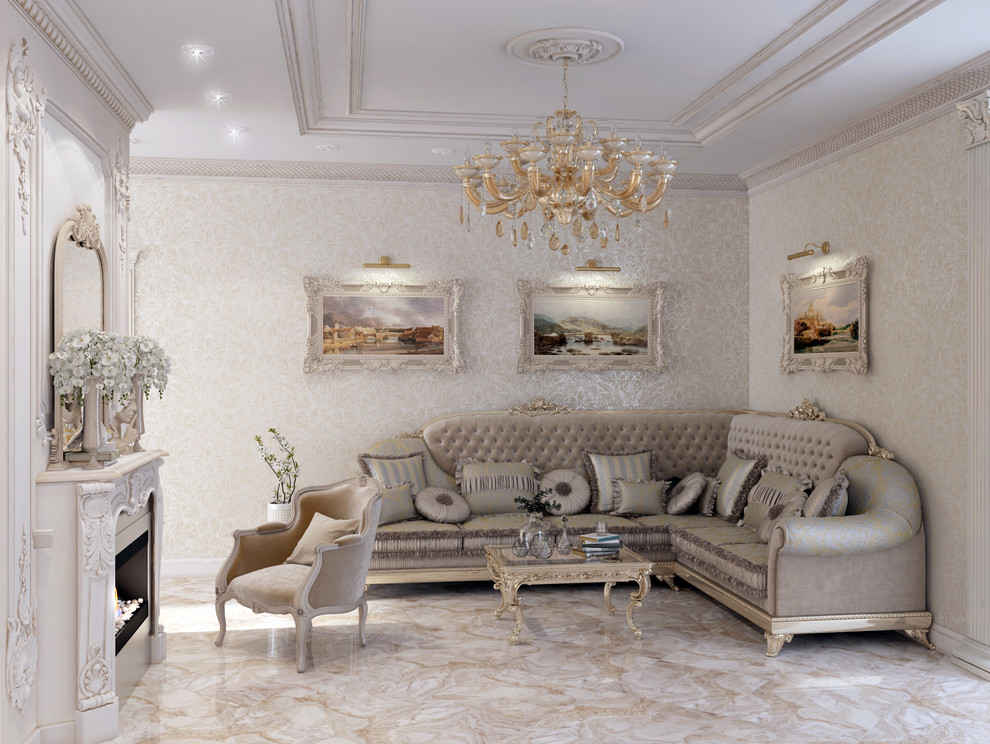 Гостиная с кухней в стиле классицизм