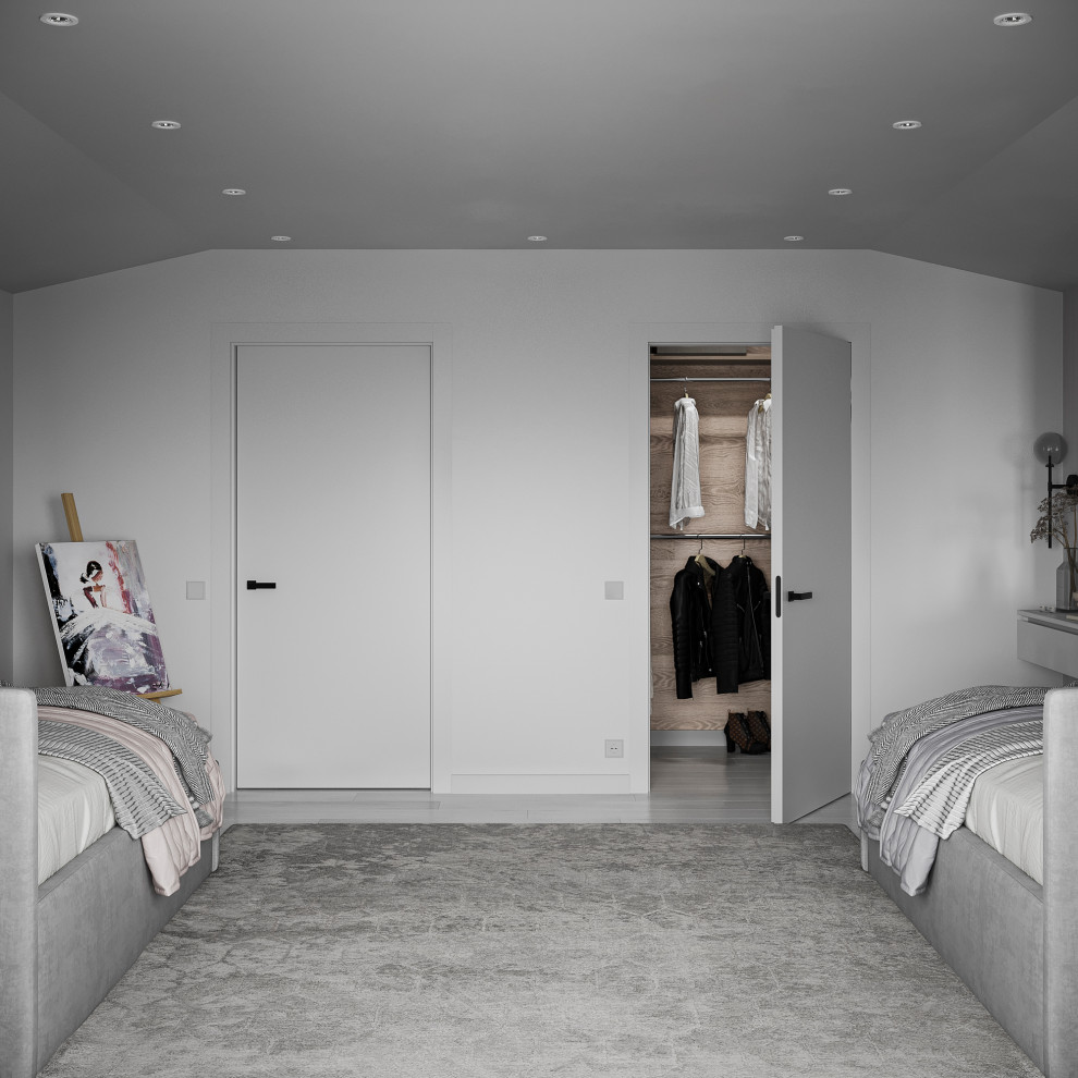 Дизайн интерьера мансардного этажа в частном доме.