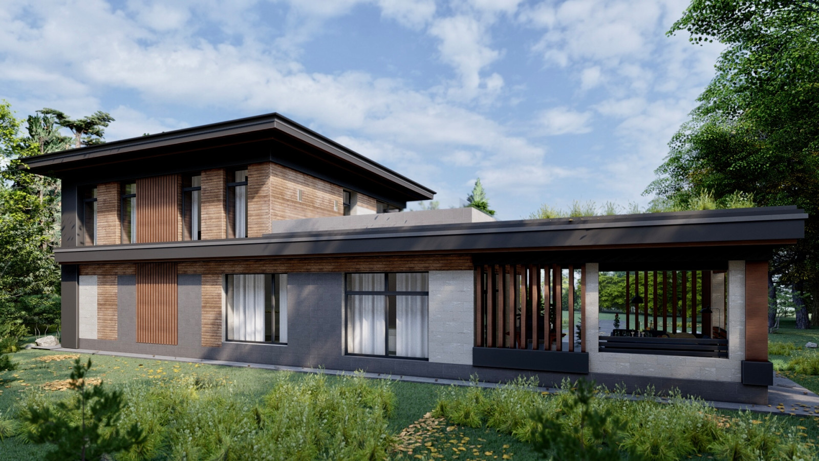 Проект загородного дома с банным комплексом