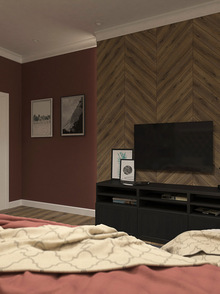 Спальня в бежевых тонах с бабочками