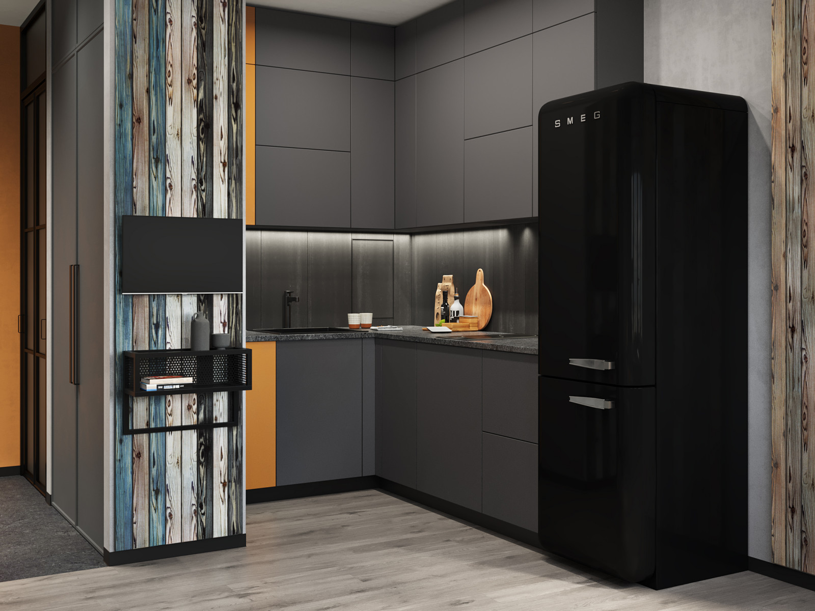 Проект квартиры 34м2 "Original Prankster" для юного начинающего художника