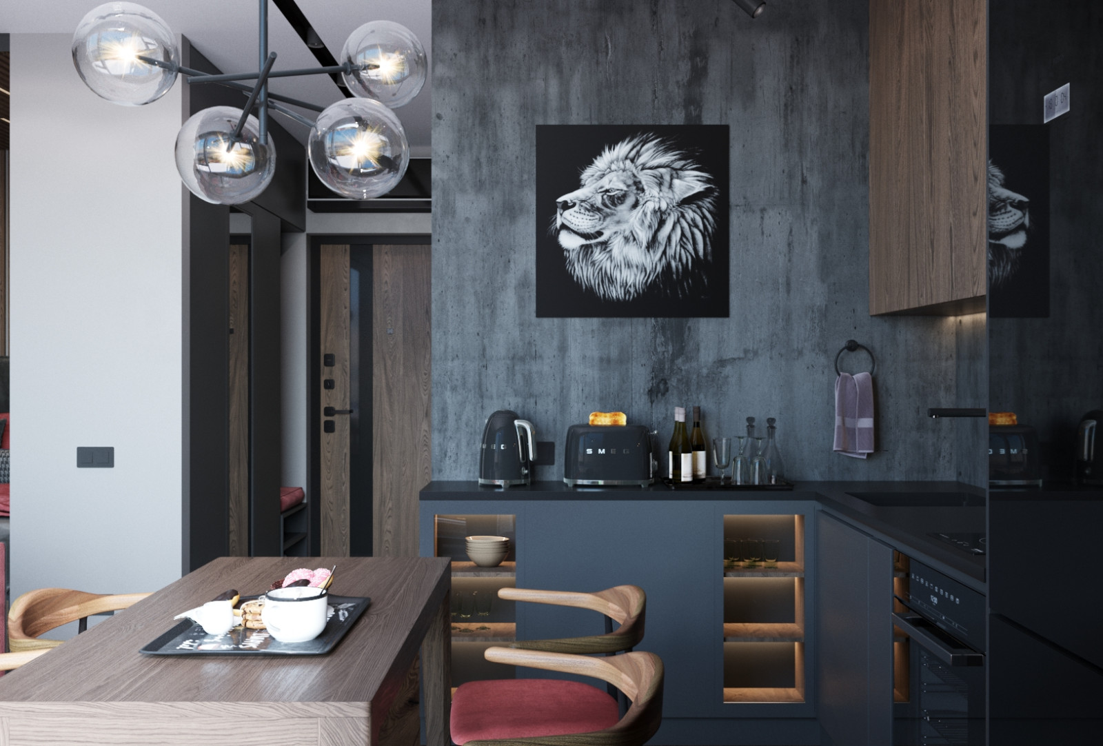 Квартира-студия в темных тонах