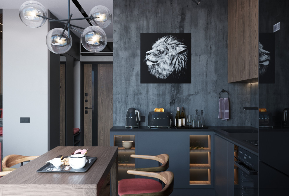 Квартира-студия в темных тонах