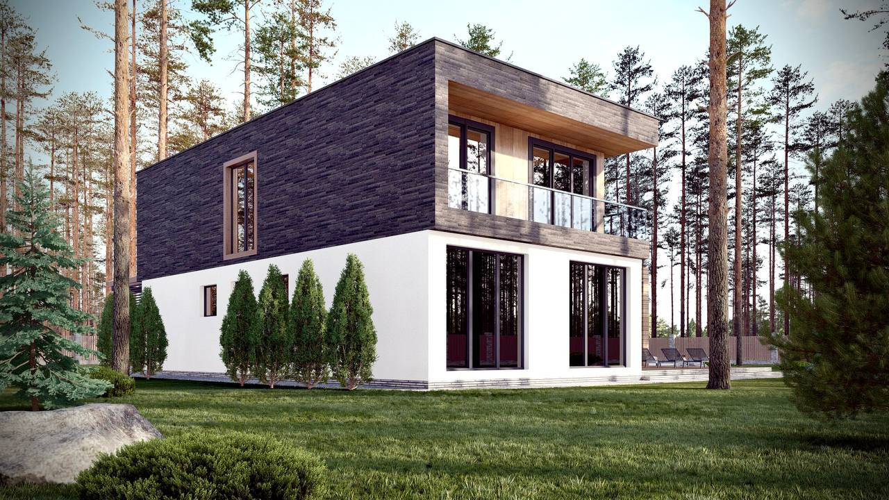 Проект двухэтажного дома в стиле Хайтек 380 кв.м