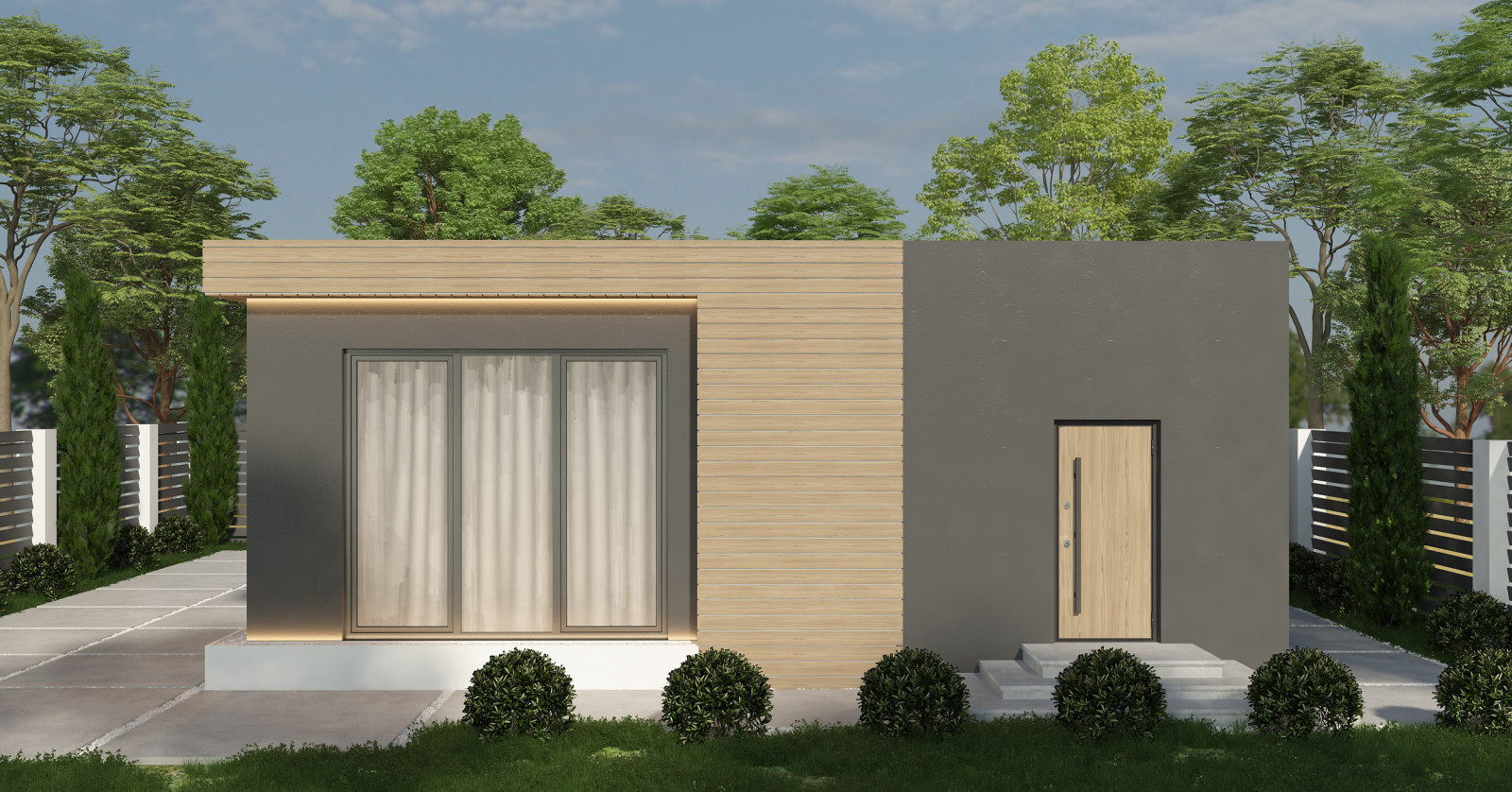 Обложка проекта: Фасад одноэтажного дома