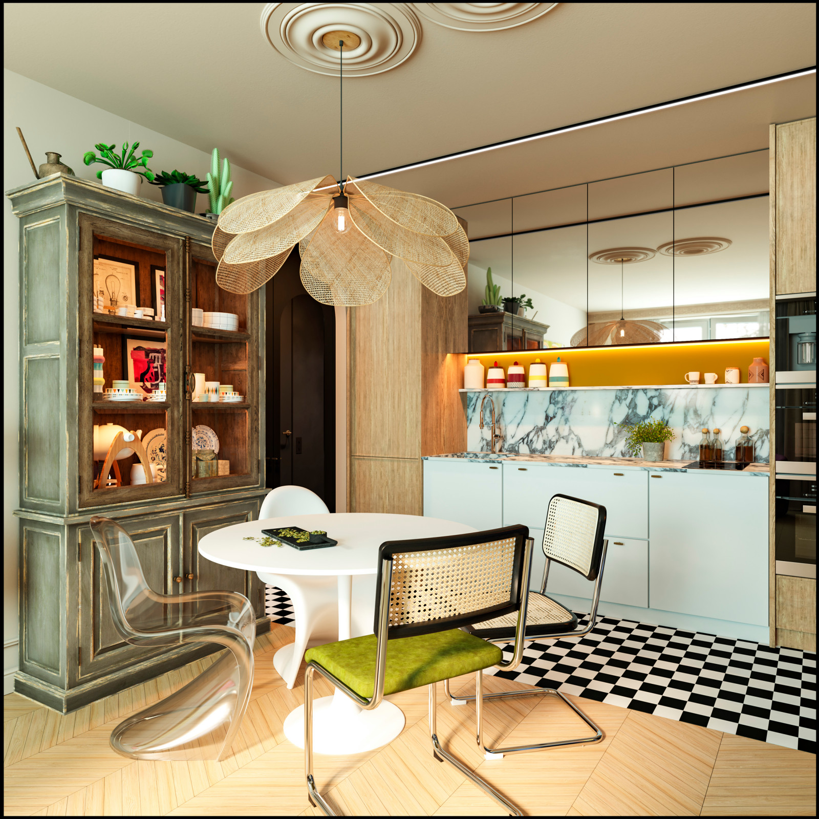 Необычная яркая современная классика на 60 м2 в квартире от ПИК