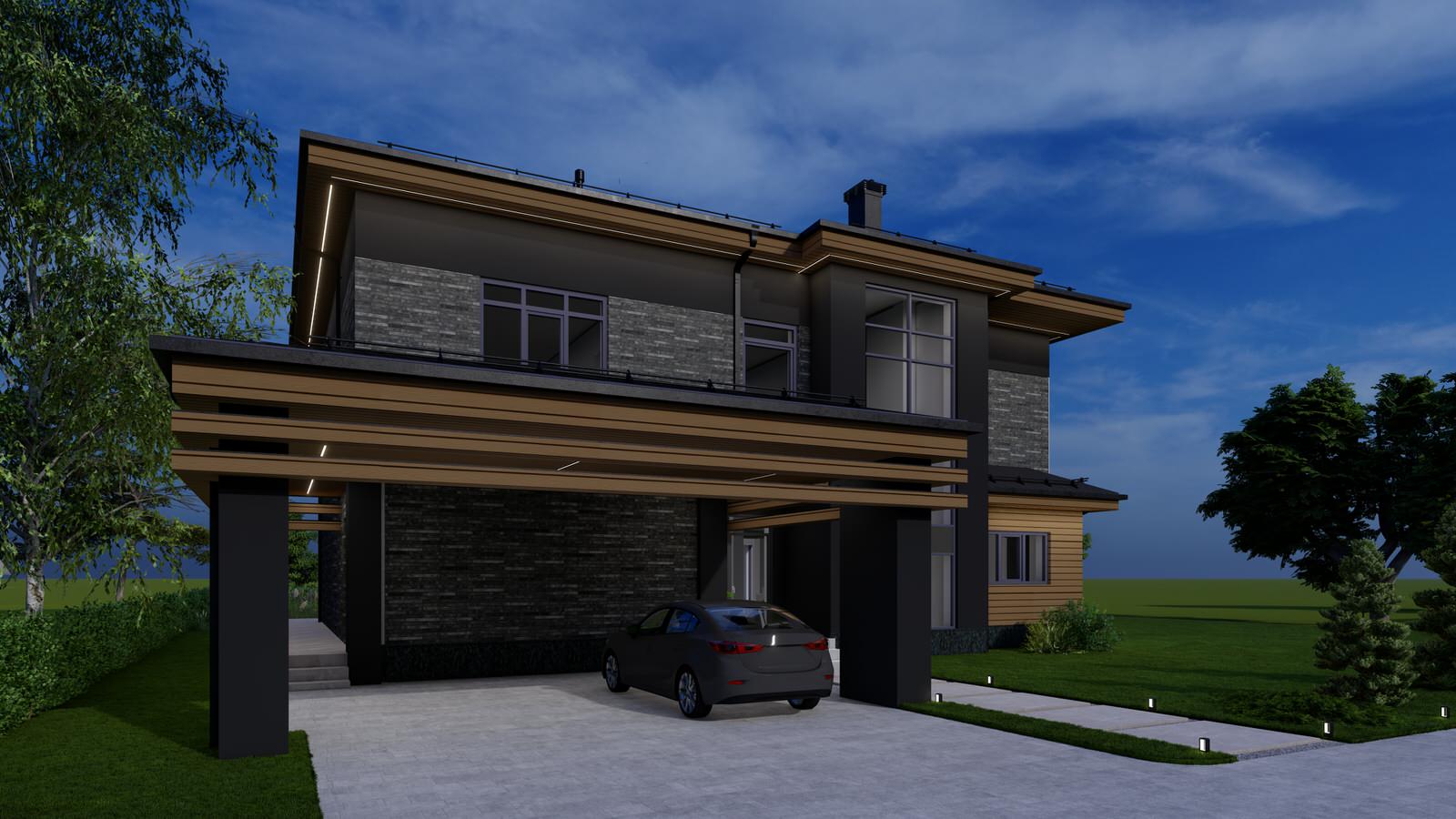 Современный дом с баней и террасой