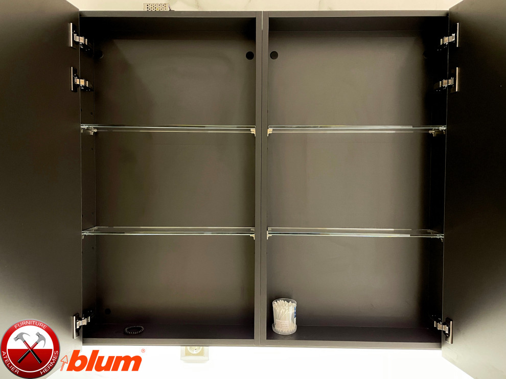 Обложка проекта: Подвесная тумба в ванну и шкаф для полотенец из HPL. . . В проекте использовался к