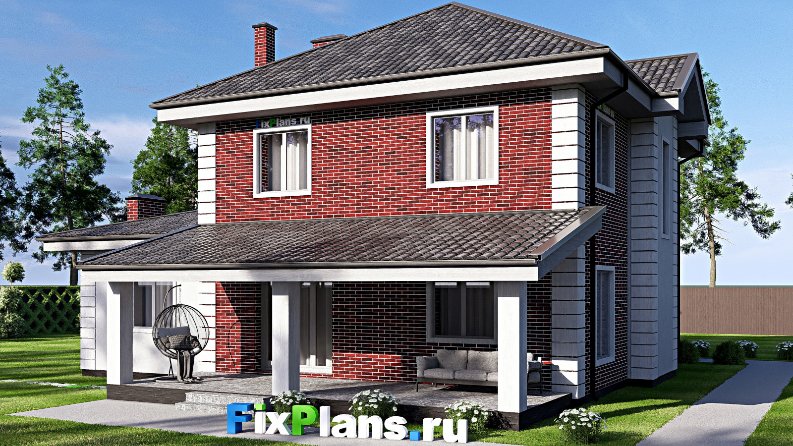 Проект двухэтажного дома 14х14 м S178м2 F-17315