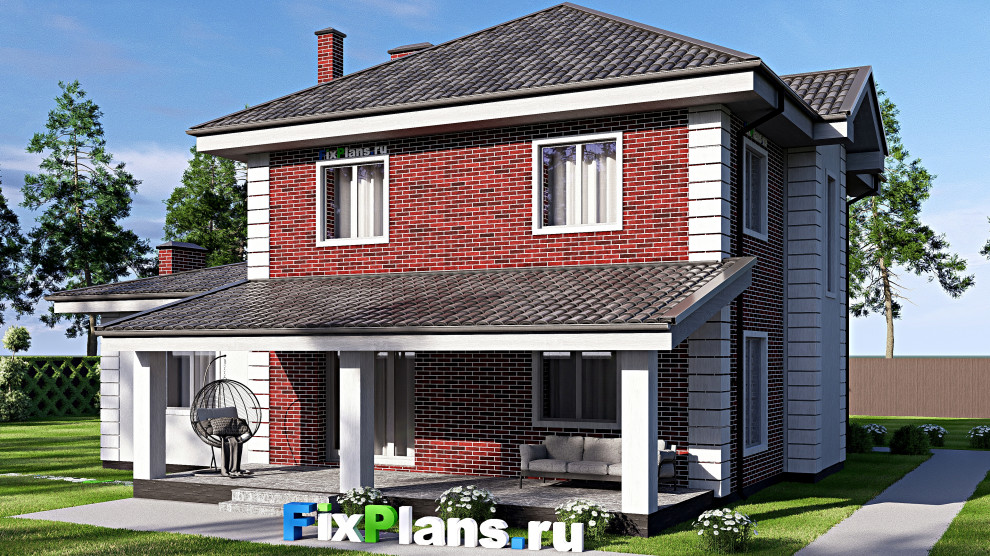 Проект двухэтажного дома 14х14 м S178м2 F-17315