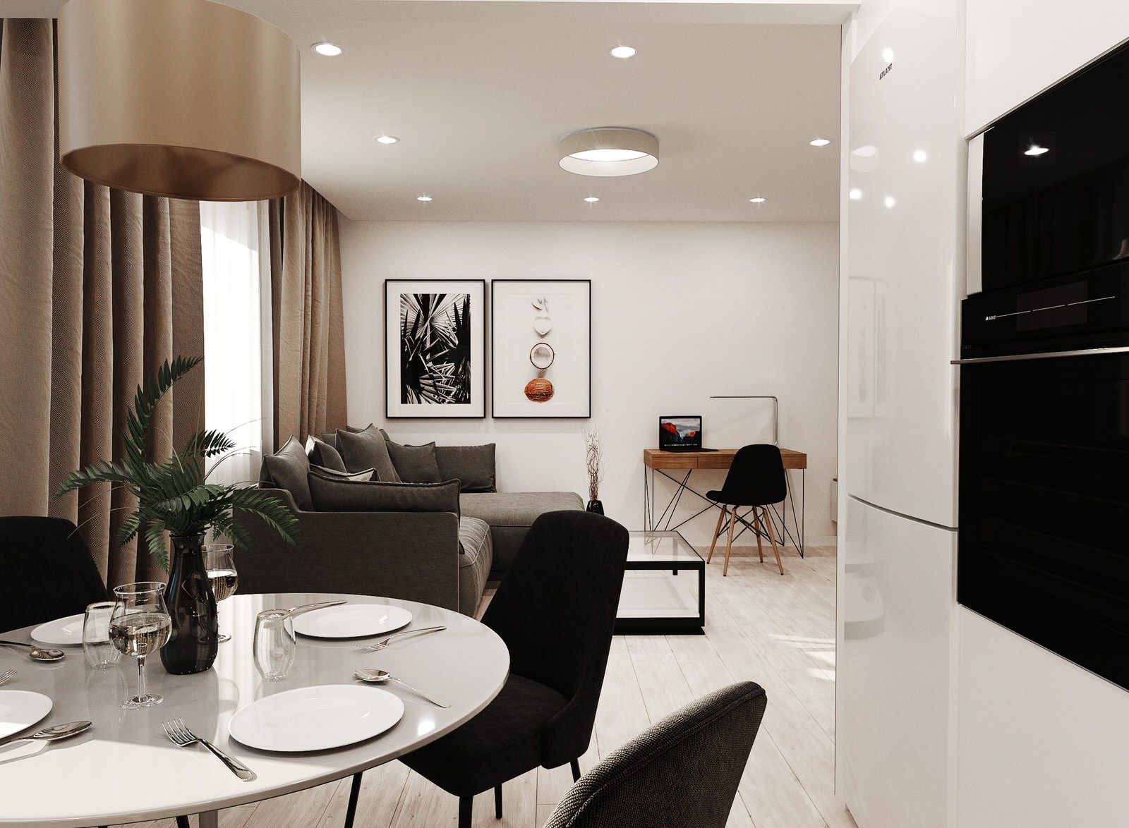 квартира для молодой пары - кухня-гостиная