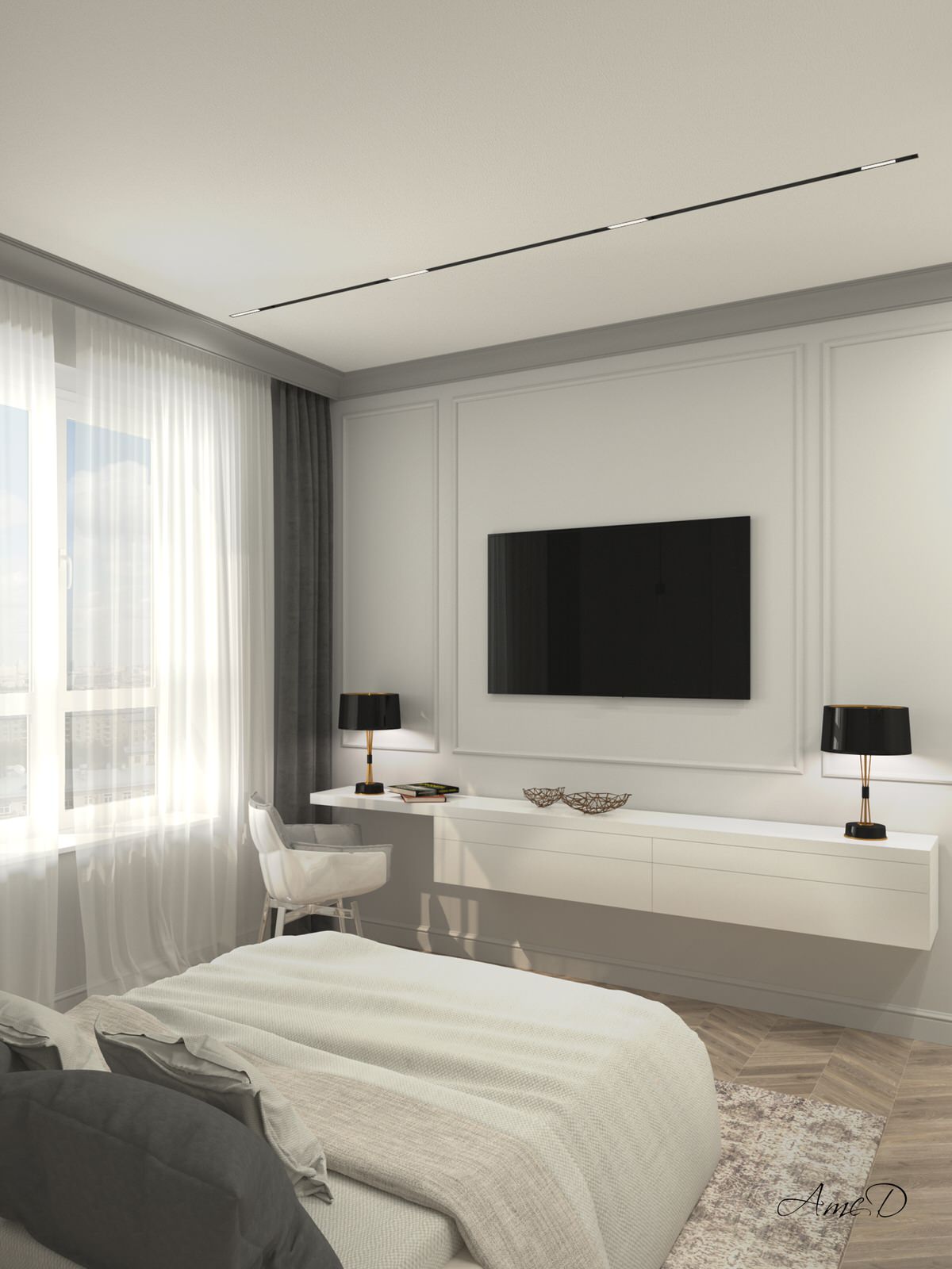 Спальня 17,8 м2 "Дыша туманами"