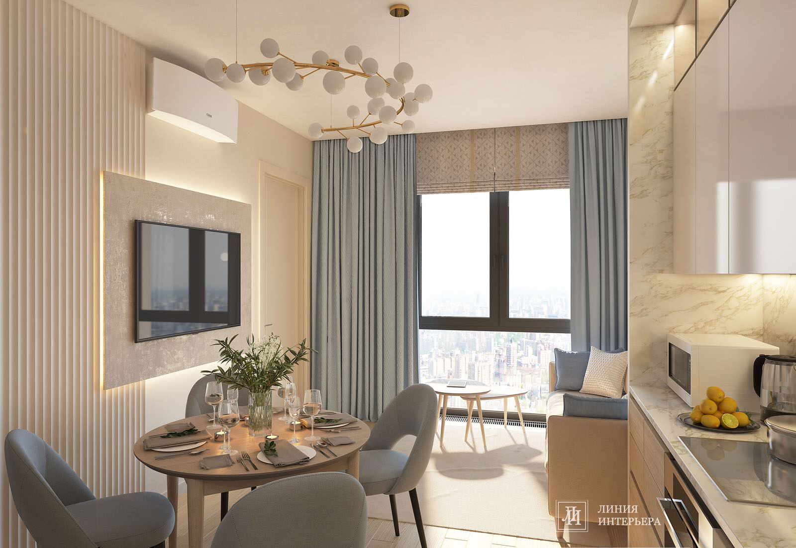 Современный интерьер однокомнатной квартиры