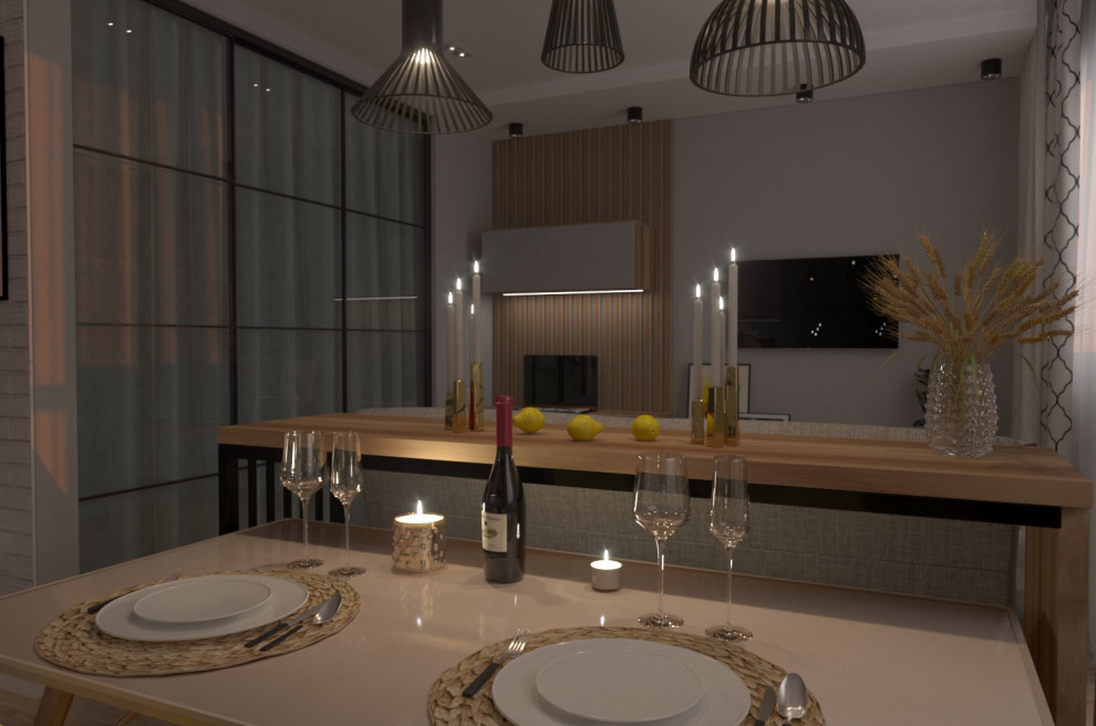 Визуализация гостиной и спальни