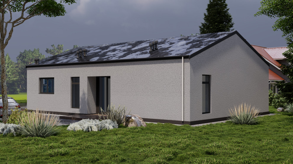 Одноэтажный дом с кухней-гостиной, вторым светом, кабинетом и двумя спальнями