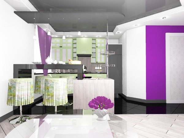 Дизайн-проект трехкомнатной квартиры. Зона кухни