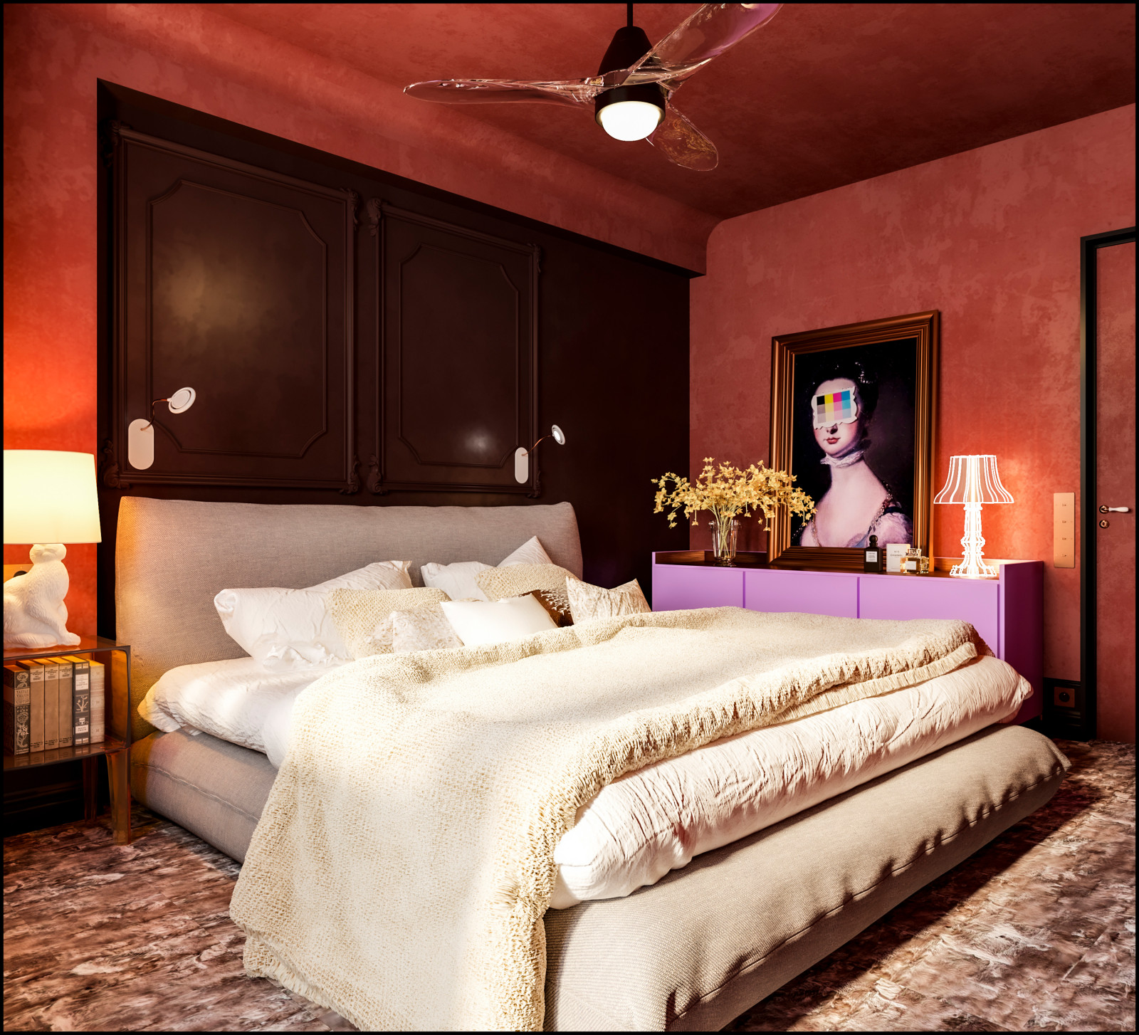 Эклектичный проект квартиры с огромной гардеробной с окном