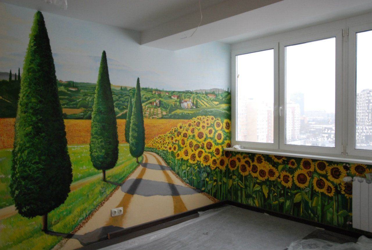 Роспись подсолнухи