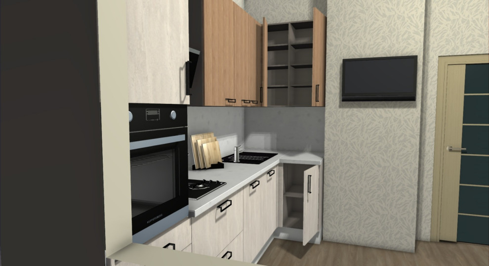 Обложка проекта: Маленькая кухня с посудомойкой