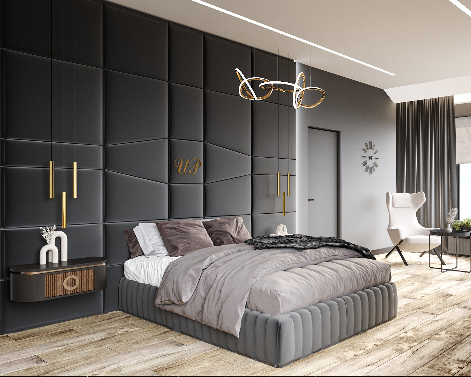 Современные оттенки серого и уютного дерева)