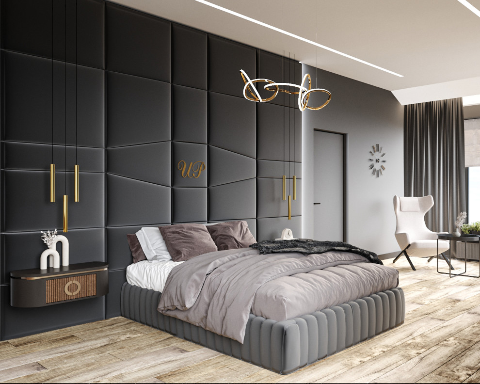 Современные оттенки серого и уютного дерева)