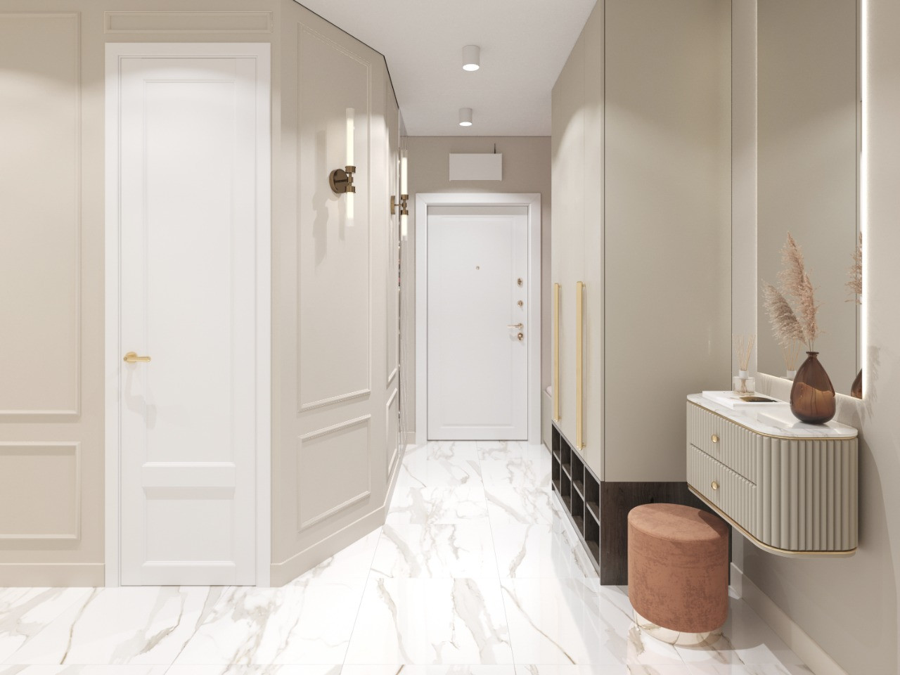 Прихожая в стиле неоклассика для молодой семьи