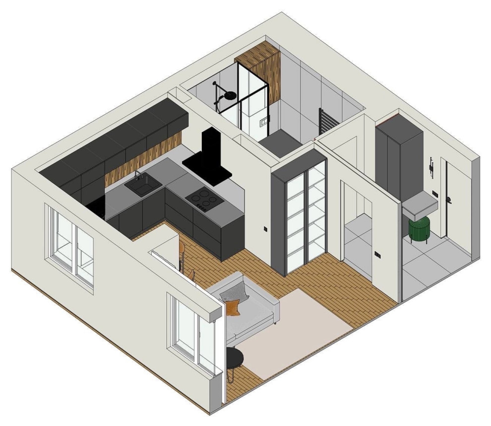Обложка проекта: Квартира с перепланировкой в ЖК Шоколад